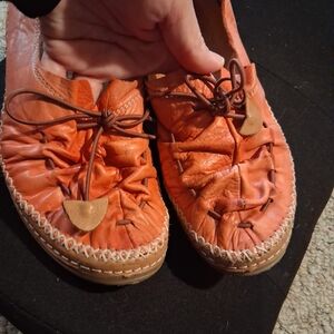 Spring Step Orange Leather Flats